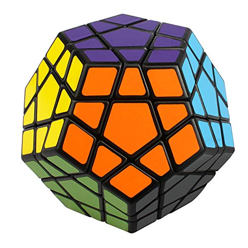 EASEHOME Megaminx Speed Magic Puzzle Cube, Dodecaedro Rompecabezas Cubo Mágico PVC Pegatina para Niños y Adultos, Negro