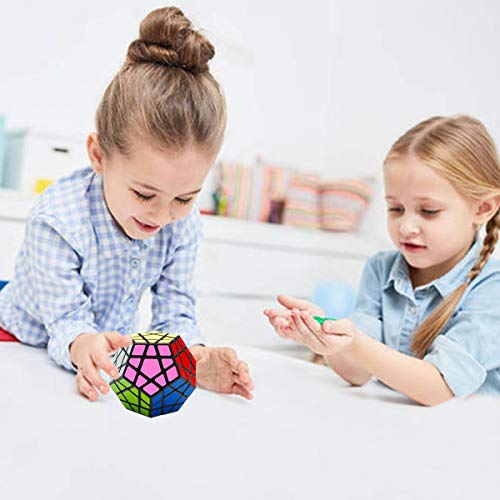 EASEHOME Megaminx Speed Magic Puzzle Cube, Dodecaedro Rompecabezas Cubo Mágico PVC Pegatina para Niños y Adultos, Negro