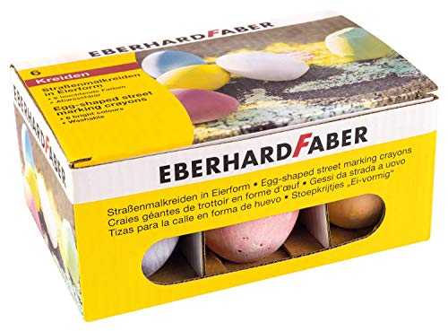 Eberhard Faber 526510 - Crayones de calle en forma de huevo, caja de cartón con 6 crayones de colores brillantes, para divertirse pintando en el asfalto, las calles y las aceras