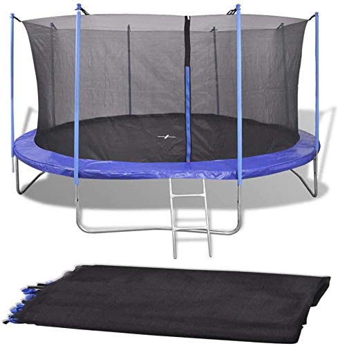 EBTOOLS Trampolín Infantil, Cama Elástica Redonda Red de Seguridad con Alrededor Reforzada Garantiza Seguridad Negro hasta 120 KG, 3,81 x 1,8 m(Postes no incluidos)