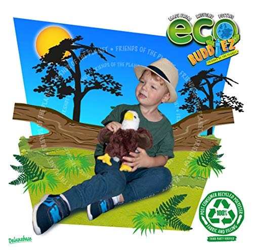 EcoBuddiez - Águila de Deluxebase. Peluche Grande de 30 cm elaborado con Botellas de plástico recicladas. Lindo Peluche ecológico con Forma de animalito para niños pequeños.