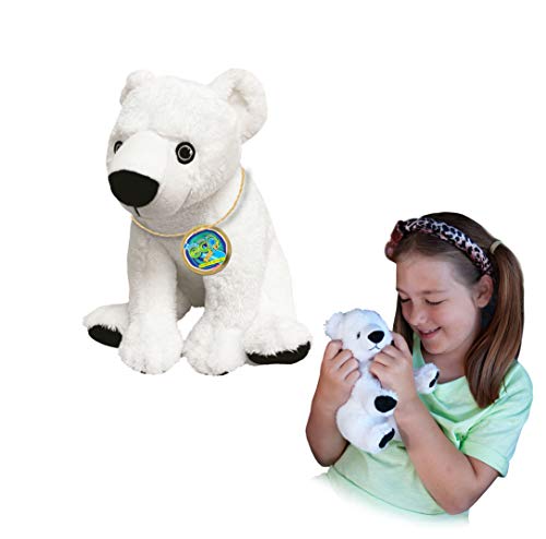 EcoBuddiez - Oso Polar de Deluxebase. Peluche Mediano de 20 cm elaborado con Botellas de plástico recicladas. Lindo Peluche ecológico con Forma de animalito para niños pequeños.