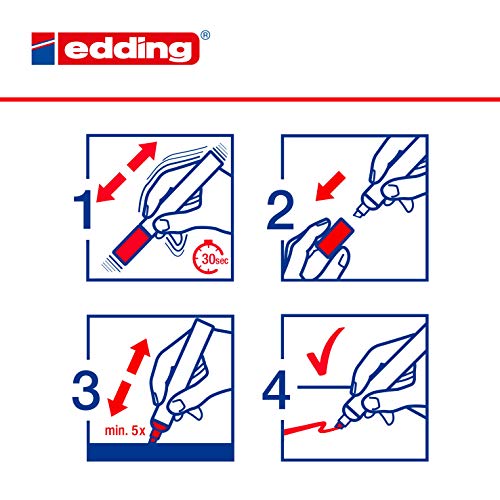 Edding 4090 marcador de tiza - surtido - 5 rotuladores de tiza - punta biselada 4-15 mm - rotuladores para cristal borrables - para pizarras, vidrio y espejos - tiza líquida de cobertura opaca