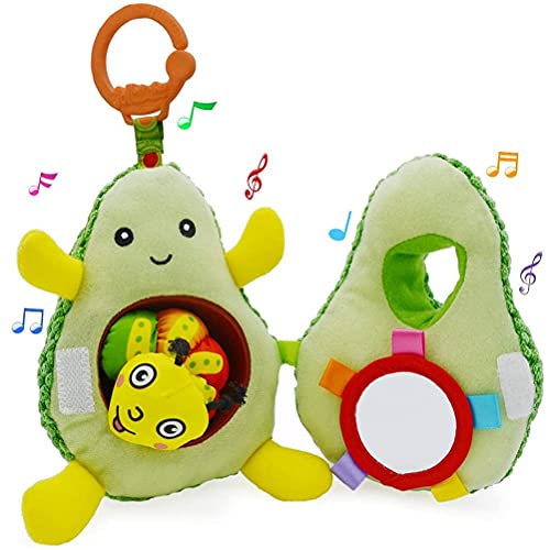 Eeauytr Juguete de cochecito con clip, juguetes de cochecito para bebés, clip en el cochecito y cochecito de bebé recién nacido, juguete de aguacate para niños y niñas de 3, 6, 12 meses