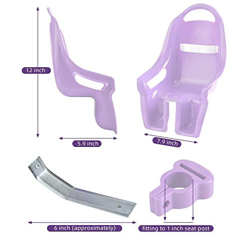 EIRONA Asiento de muñeca de bicicleta con calcomanía de bricolaje para bicicleta de niños, accesorios de bicicleta para niñas, morado