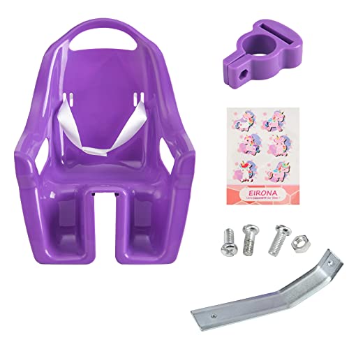 EIRONA Asiento de muñeca de bicicleta con calcomanía de bricolaje para bicicleta de niños, accesorios de bicicleta para niñas, morado