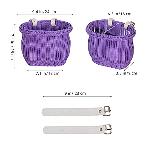 EIRONA Cesta para Bicicletas de 12 14 16 18 Pulgadas para niñas, Canasta de Almacenamiento en el Manillar Delantero para Bicicletas para niños, Canasta Impermeable, Accesorios para Bicicletas, Morado