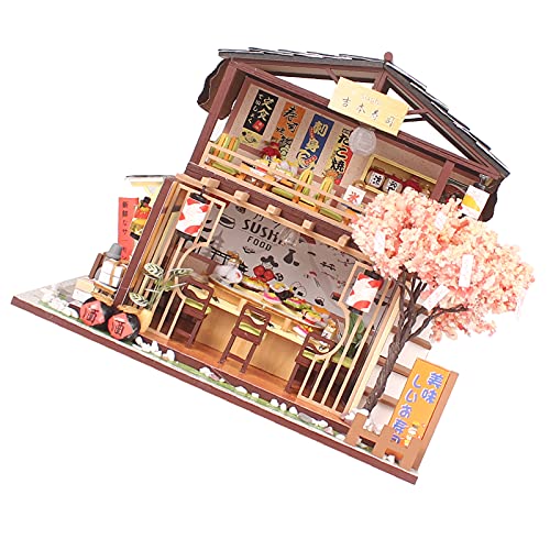 Ejoyous Modelo De Montaje De Casa, Modelo De Tienda De Muebles De Casa En Miniatura, Modelo De Tienda De Sushi DIY De Plástico para Sala De Estar, Dormitorio, Decoración De Oficina En Casa