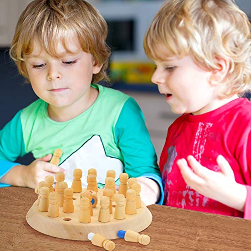 EKKONG Juego de Memoria de Madera, Ajedrez de Memoria, Juguete de Madera, Ajedrez de Memoria Montessori para Niños, Juegos de Memoria para Niños