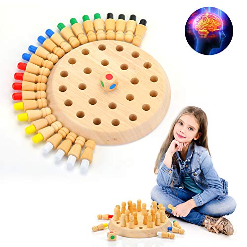 EKKONG Juego de Memoria de Madera, Ajedrez de Memoria, Juguete de Madera, Ajedrez de Memoria Montessori para Niños, Juegos de Memoria para Niños