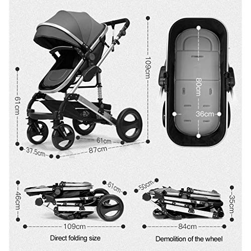 El cochecito de bebé se puede sentar y doblar El cochecito de bebé de cuatro ruedas con amortiguador de golpes es también una silla de comedor (Color : C)