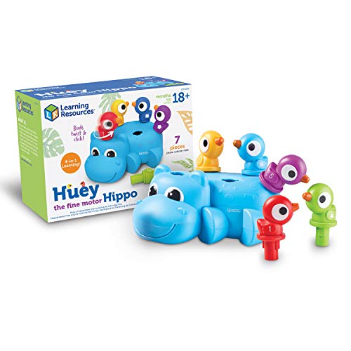 El hipopótamo Huey para practicar las habilidades motoras finas de Learning Resources, juguete para niños pequeños para desarrollar la motricidad fina, niños de 18+ meses de edad