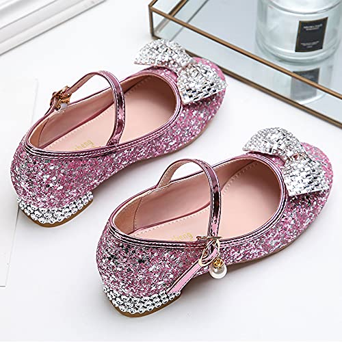 Eleasica Zapatos de Princesa para niñas Cosplay Princesa Elsa Zapatilla de Cristal Calzado Brillo Lentejuelas Zapato de tacón Carnaval Fiesta Disfraz de Halloween Accesorio Purpurina Bailarina