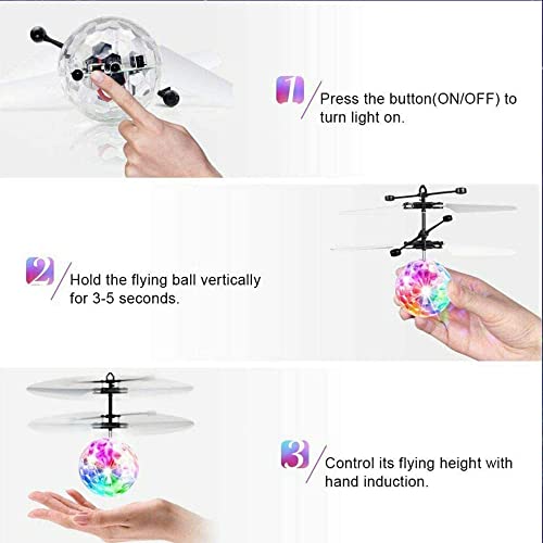 ELYCO PLACE Bola Voladora, Bola Helicóptero Drone para Control con Las Manos, con Luces LED Intermitentes, Juguete para Interior y Exterior. Niños y Adultos.