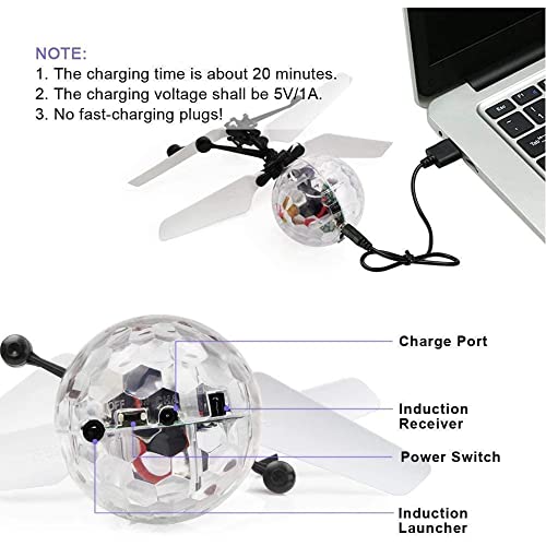 ELYCO PLACE Bola Voladora, Bola Helicóptero Drone para Control con Las Manos, con Luces LED Intermitentes, Juguete para Interior y Exterior. Niños y Adultos.