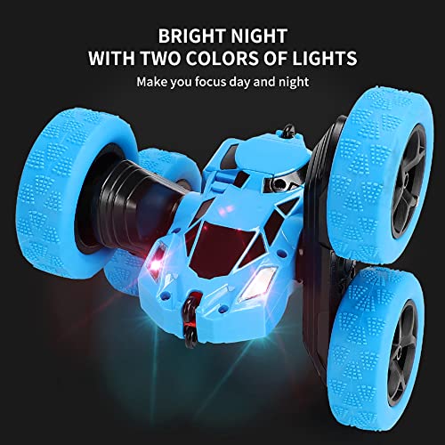 ELYCO PLACE Coche Teledirigido 360 Acrobacias Doble Giro, 2.4 GHz RC Coche de Control Remoto 4x4 Rotación Volteo de 360 Grados, con Batería Recargable, Regalo para niños (Azul)