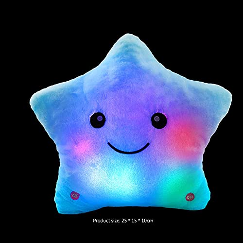 EMMETTBEN Juguetes de peluche de 25 cm, almohada luminosa de juguete creativo, suave peluche brillante colorido estrella cojín, juguetes de luz LED regalo para niños niñas juguetes de peluche lindo