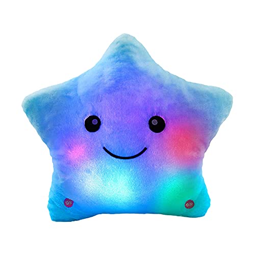 EMMETTBEN Juguetes de peluche de 25 cm, almohada luminosa de juguete creativo, suave peluche brillante colorido estrella cojín, juguetes de luz LED regalo para niños niñas juguetes de peluche lindo