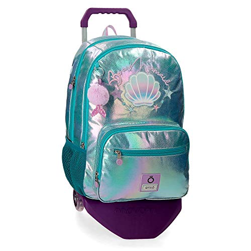 Enso Mochila Doble Compartimento con Carro Be a Mermaid, Color Verde