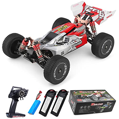 Entrega en 3~7 Días, WLtoys 144001 RC Coche 60km/h, 2600mAh Actualización de batería 45 Minutos, 1:14 Vehículo Todoterreno 4WD, Racing ​Offroad Drift de Alta Velocidad Car 3 Pilas (Rojo)