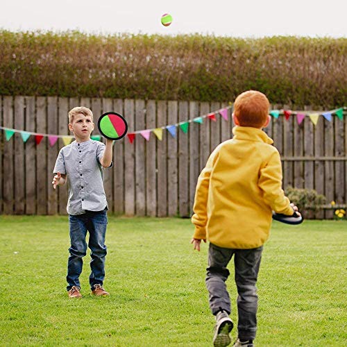 EPCHOO Juego de bolas para Lanzar y Atrapar con 4 Paletas y 6 Bolas de Velcro Juego de Bolas de Velcro para niños para Fiestas, Jardines, Interiores y Exteriores