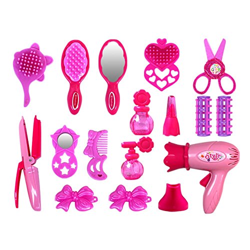 EQLEF® 4 + Girls Pink Simulación peluquería cosméticos Belleza Maleta Juguete Set -17PCS Role-Playing