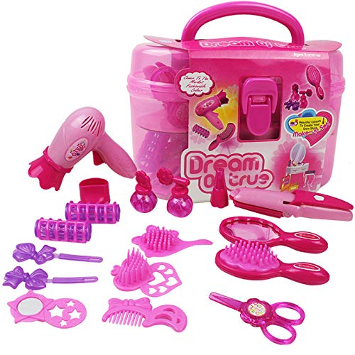 EQLEF® 4 + Girls Pink Simulación peluquería cosméticos Belleza Maleta Juguete Set -17PCS Role-Playing