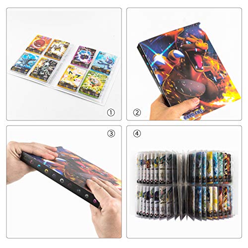 erlliyeu Juego de 2 tarjetas coleccionables, álbum de recortes, tarjetas, la mejor protección para coleccionistas de Pokémon GX EX, 60 páginas, puede contener hasta 480 tarjetas