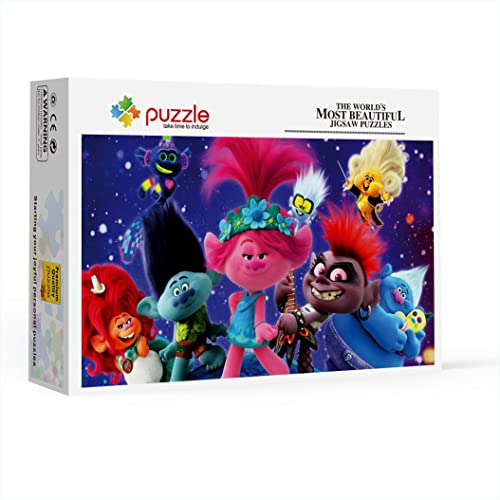 ERTYR Puzzles para Adultos 1000 Piezas Gira Mundial De Los Trolls Rompecabezas Clásico Juegos Habilidad Niños Y Adultos ，Regalos para Amantes O Amigos 75X50Cm(1000Pcs)