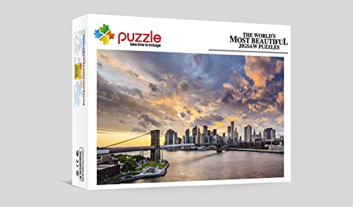 ERTYR Rompecabezas De 1000 Piezas para Adultos Puente De Brooklyn East River De Manhattan, Nueva York Rompecabezas Creativo Juego Familiar Juguete De Regalo Ideal 75X50Cm(1000Pcs)