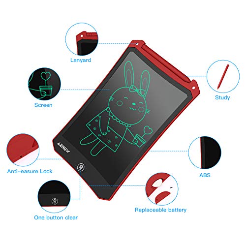 ERUW Tableta de Escritura LCD 8,5 Pulgadas, Tablet Escritura Pantalla LCD eWriters Infantil Tableta Grafica Dibujo Niños Adecuada para el Hogar, Escuela, Oficina, Cuaderno de Notas (Red)