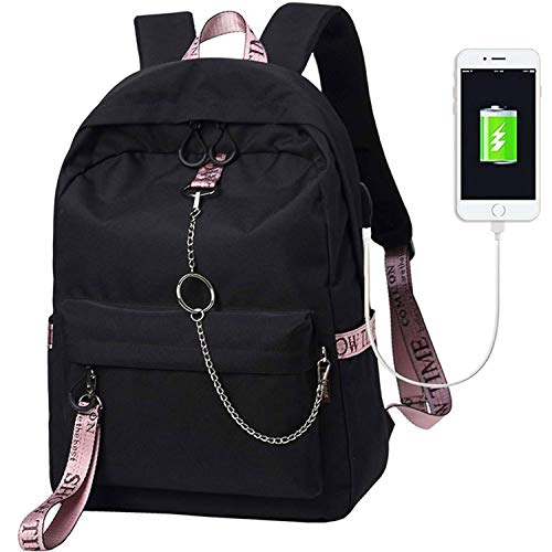 Escuela Mochila Talega de Libros Colegio Ordenador portátil USB Mochila Casual Viajes Daypack para Adolescente Chicas y Mujeres