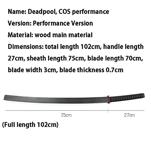 Espada De Madera Deadpool Three Movies,Wade Wilson,Deadpool Two Swords,Anime Teenage Mutant Ninja Turtles Two Swords Hoja de Madera (102 cm de Longitud Total)