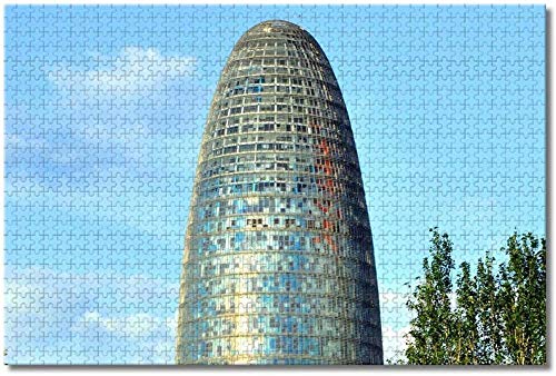 España Agbar Tower Barcelona Rompecabezas para adultos y niños 1000 piezas Puzzle de madera para regalos Recuerdos especiales de viaje (compra 1000 piezas de rompecabezas y consigue 300 piezas gratis