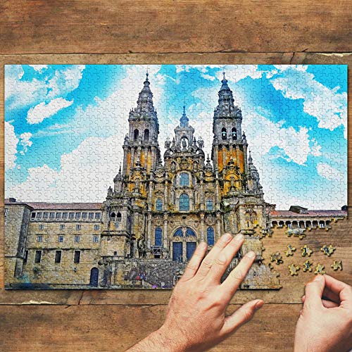 España Santiago De Compostela Puzzle 1000 Piezas para Adultos Familia Rompecabezas Recuerdo Turismo Regalo