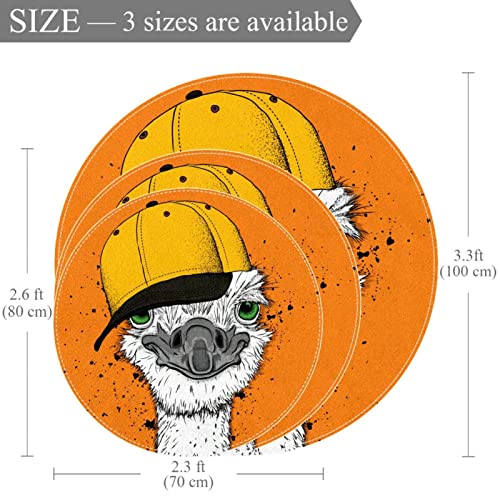 Esteras antideslizantes esteras de arrastre de la guardería de los niños de los juegos de la alfombra de los niños esteras de juego de los niños, divertido avestruz desgaste sombrero amarillo