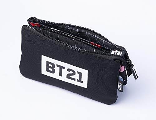 Estuche 3 compartimentos - Estuche escolar│ Estuche BT21 perfecto para la vuelta al cole - Producto con licencia oficial