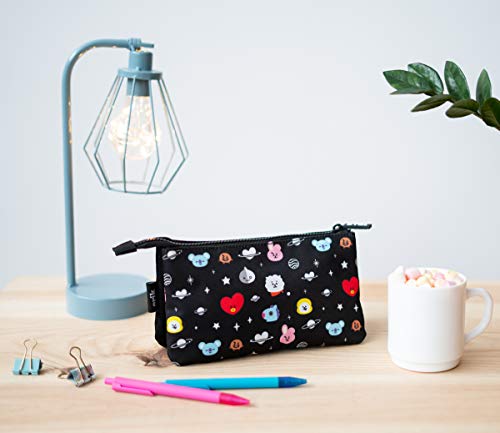 Estuche 3 compartimentos - Estuche escolar│ Estuche BT21 perfecto para la vuelta al cole - Producto con licencia oficial