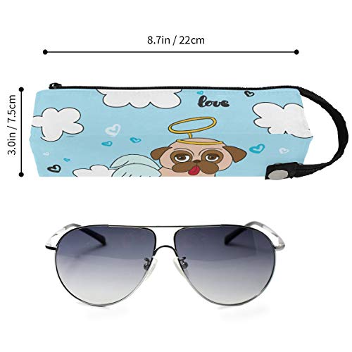 Estuche de bolsa de lápiz Gafas de sol Divertidos dibujos animados Ángel Pug Perro Cosmético Estudiantes Papelería Bolsa Cremallera para niñas Niños