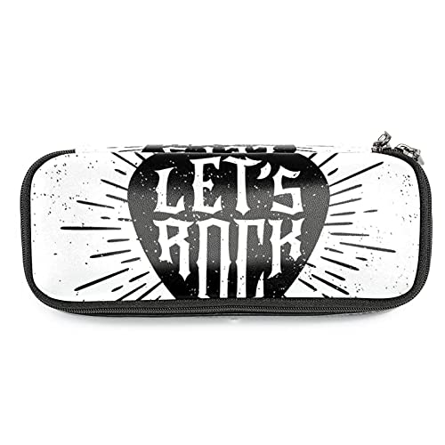 Estuche de cuero para lápices,estuche para rotuladores,cajas organizadoras de escritorio,Rock Music Let's Rock Cotty Imprimir,Bolsa de almacenamiento