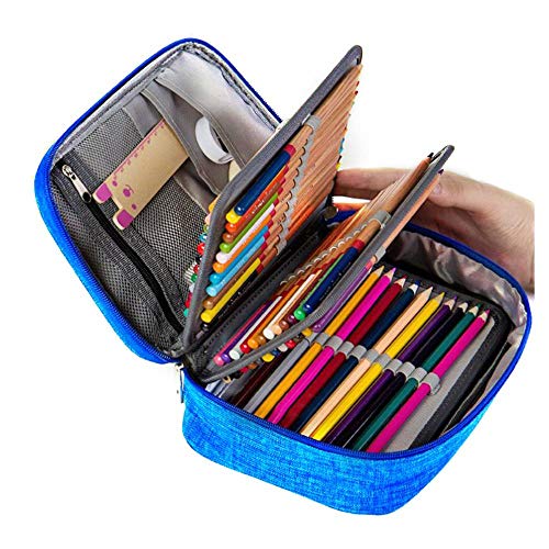 Estuche escolar para lápices con 72 agujeros, para lápices, multifunción, bolsa de almacenamiento, bolsa de papelería, color negro