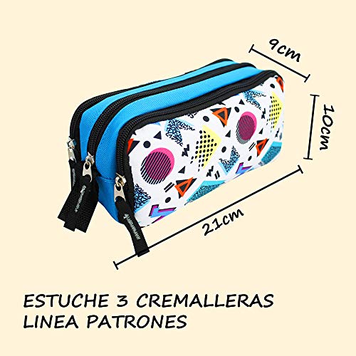 Estuche Escolar STARPLAST - Porta Todo, 3 Cremalleras, 3 Compartimentos, Gran Capacidad, Multiuso, para Uso Escolar, Trabajo, Universidad - Figuras