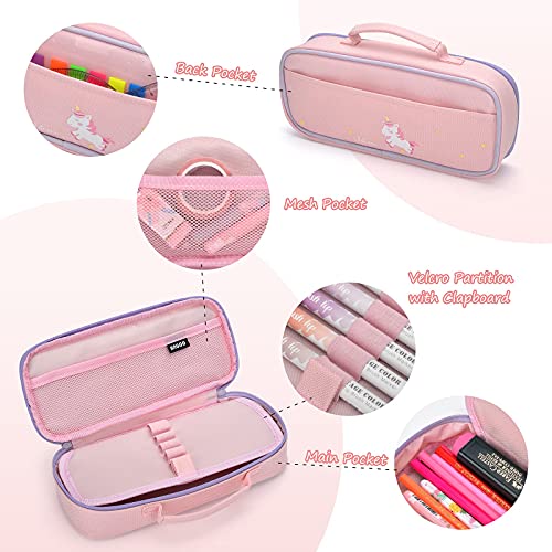 Estuche Escolar Unicornio, TOYESS Grande Portátil Caja de Papelería y Maquillaje, Estuche Kawaii de Lápices para Niñas Niños Adolescentes Estudiantes Adultos Oficina (No Contiene Papelería)（Rosa）