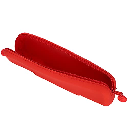 Estuche Lindo para Lápices, Estuche de Silicona para Lápices con Cremallera, Estuche para Bolígrafos, Impermeable, Suave para Viajes de Negocios, Fin de Semana, Vacaciones, Escuela(Rojo (pequeño))