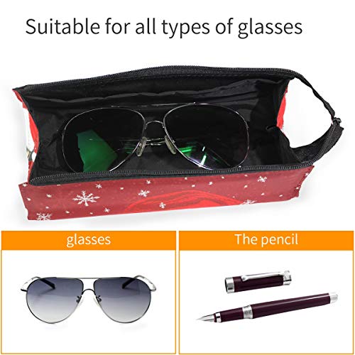 Estuche para lapicero Gafas de sol Lindo Perro Pug Feliz Navidad Cosmético Estudiantes Papelería Bolsa Cremallera para niñas Niños