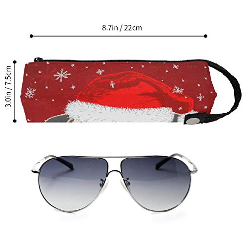 Estuche para lapicero Gafas de sol Lindo Perro Pug Feliz Navidad Cosmético Estudiantes Papelería Bolsa Cremallera para niñas Niños