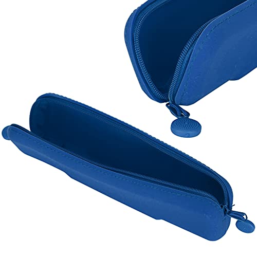 Estuche para Lápices, Estuche para Lápices de Silicona Hermético Mini Viaje de Silicona a Prueba de Fugas para Suministros de Maquillaje Cosmético para Viajes de Negocios Escuela(Azul (pequeño))