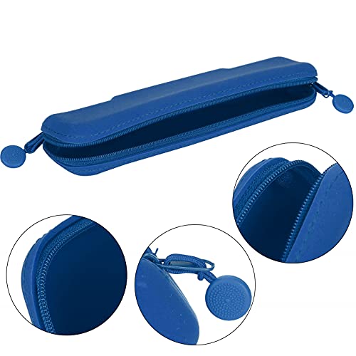 Estuche para Lápices, Estuche para Lápices de Silicona Hermético Mini Viaje de Silicona a Prueba de Fugas para Suministros de Maquillaje Cosmético para Viajes de Negocios Escuela(Azul (pequeño))