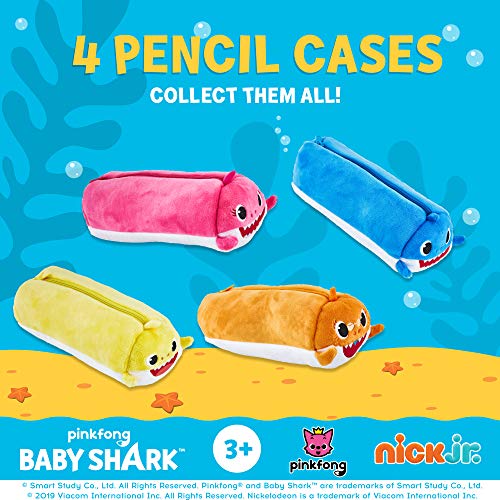 Estuches de Peluche para lápices Baby Shark - Juego de 2 Estuches de Peluche, Poliéster Lavable con Cremallera - Regalos y Recuerdos de Fiesta de PMI, 21 cm (B)