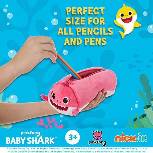 Estuches de Peluche para lápices Baby Shark - Juego de 2 Estuches de Peluche, Poliéster Lavable con Cremallera - Regalos y Recuerdos de Fiesta de PMI, 21 cm (B)